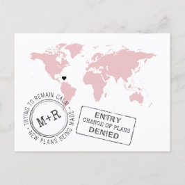 Postal De Anuncios Boda de Destino Rosa Cambio de Fecha Divertido