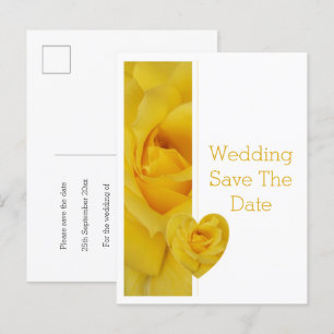 Postal De Anuncios Boda de diseño de corazón de rosa amarillo salva l
