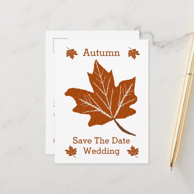 Postal De Anuncios Boda de diseño de otoño Guardar la fecha (Anverso/Reverso In Situ)