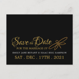 Postal De Anuncios Boda de dragona vintage con pan de oro Save the Da