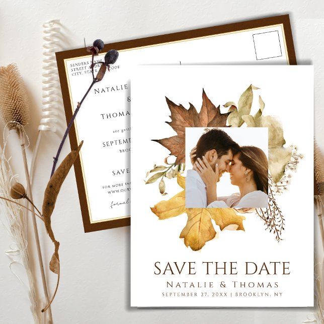 Postal De Anuncios Boda De Dusty Brown De Otoño Se Enamoran (Subido por el creador)