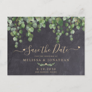 Postal De Anuncios Boda de ecología de eucalipto rústico salva la fec