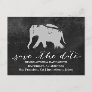 Postal De Anuncios Boda de Elefante de Jungla Oscura con Estilo Guard