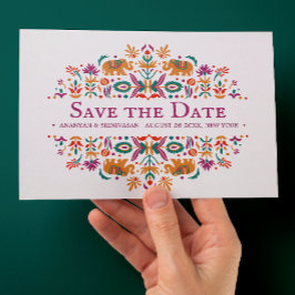Postal De Anuncios Boda de Elefante Morado de Flores Indias