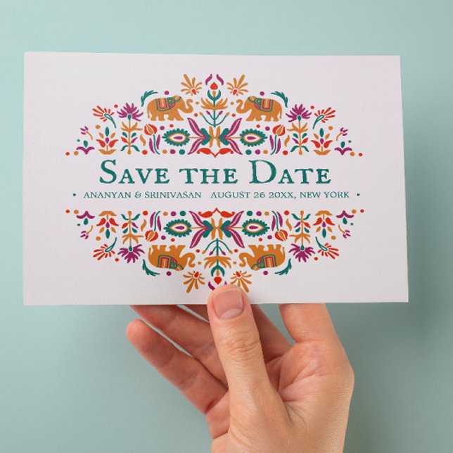 Postal De Anuncios Boda de Elefante Morado de Flores Indias (Subido por el creador)