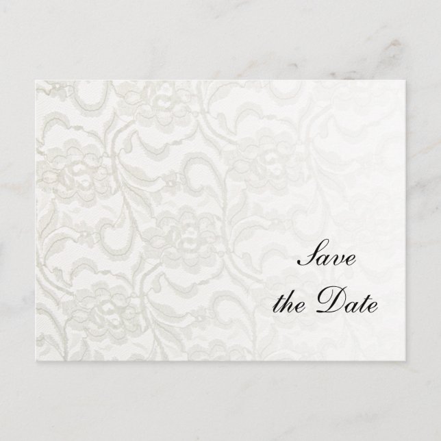 Postal De Anuncios Boda de encaje blanco Save the Date (Anverso)