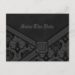 Postal De Anuncios Boda de encaje de Gótico gris y negro