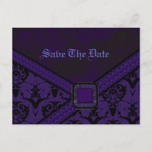 Postal De Anuncios Boda de encaje de Gótico morado y negro