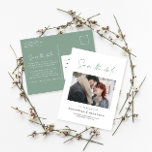 Postal De Anuncios Boda de escritura informal moderna sage green typo<br><div class="desc">El elegante guión moderno de la elegante boda tipográfica ahorra la postal de la fecha. Diseño moderno y minimalista. El color verde sabio se puede personalizar.</div>