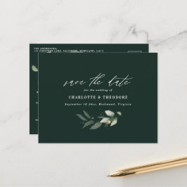 Postal De Anuncios Boda de eucalipto elegante botánico salvar la fech