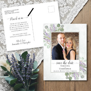 Postal De Anuncios Boda de Eucalipto y Lavanda - Foto de "Save the Da