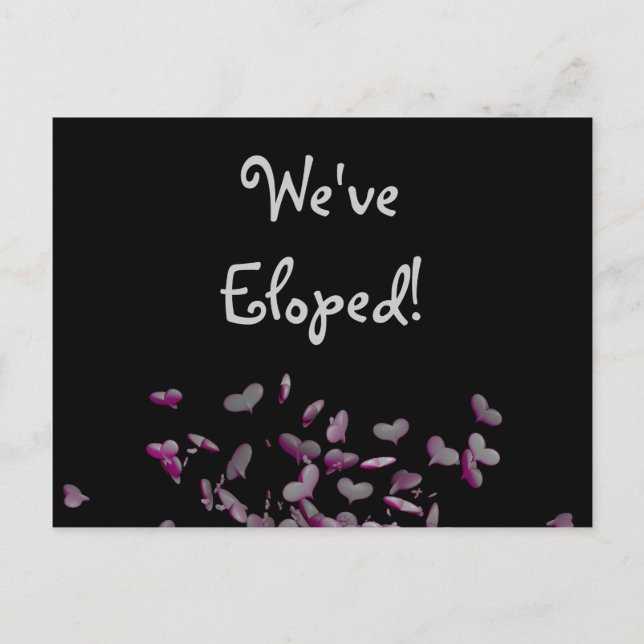 Postal De Anuncios Boda de explosión de corazones Nos hemos fugado (Anverso)