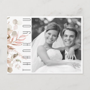 Postal De Anuncios Boda de Foliage Dreamy Gracias Rubor Pink ID817