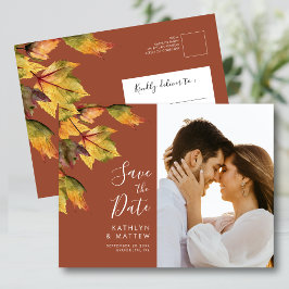 Postal De Anuncios Boda De Foliage Rústico Amarillo Del Otoño Salva L