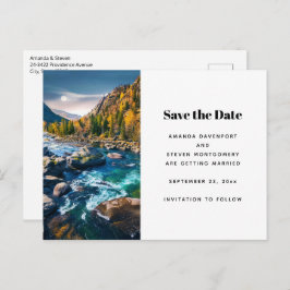 Postal De Anuncios Boda de foto escénica de río y montañas