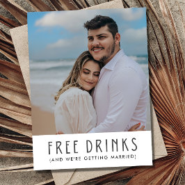 Postal De Anuncios Boda de Foto Moderna Bebidas Gratis Guarde la Fech