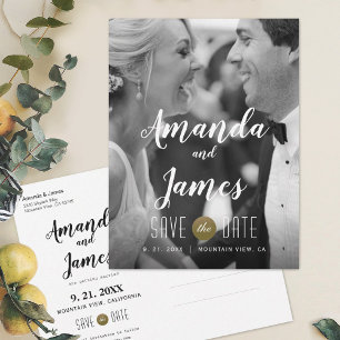 Postal De Anuncios Boda de Foto Moderna Casual Guardar la Fecha