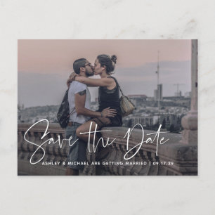 Postal De Anuncios Boda de fotografía con sobreimpresión en blanco de