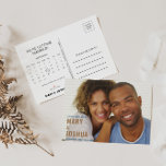 Postal De Anuncios Boda de fotos de la marina salva el calendario de<br><div class="desc">Esta foto de la marina salvo la postal de la invitación del calendario de fechas es perfecta para un boda rústico. El diseño presenta un elegante tipo de letra en marrón</div>