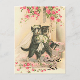 Postal De Anuncios Boda de Gatitos Victorianos Save the Date