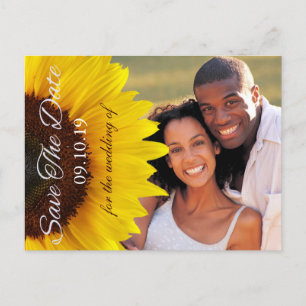 Postal De Anuncios Boda de girasol amarillo salva la foto de la fecha