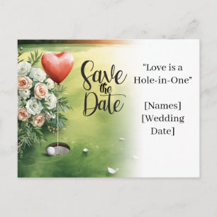 Postal De Anuncios Boda de Golf Save the Date Curso de Golf Elegante