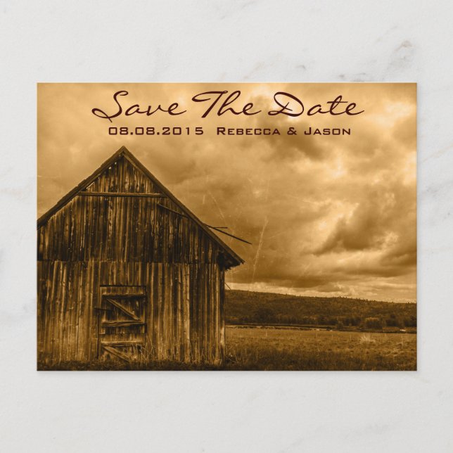 Postal De Anuncios boda de granero antiguo de la granja rural del oes (Anverso)