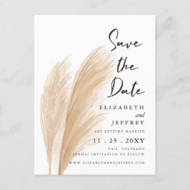 Postal De Anuncios Boda De Grasa Rustic Neutral Earthy Boho Pampas