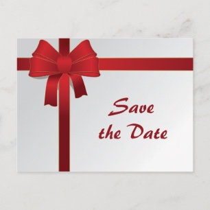 Postal De Anuncios Boda de Invierno con Lazos Rojos Save the Date
