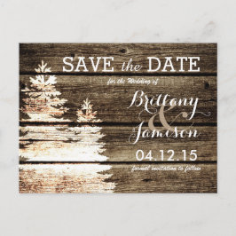 Postal De Anuncios Boda de Invierno de Madera de Granero Rústico Save
