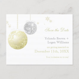 Postal De Anuncios Boda de invierno de oro y plata, guarde la fecha