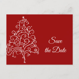 Postal De Anuncios Boda de Invierno del Árbol de Navidad Rojo Guardar