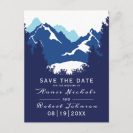 Postal De Anuncios Boda de invierno en la montaña azul Save the Date
