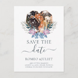 Postal De Anuncios Boda de Invierno Foto Forma de Corazón