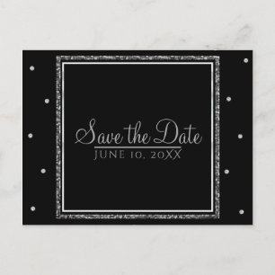Postal De Anuncios Boda de Invierno Glam Silver & White Save the Date