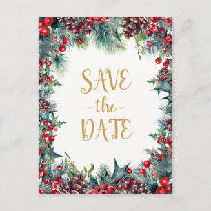 Postal De Anuncios Boda de Invierno Vacaciones de Navidad Guarde la F