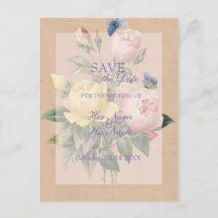 Postal De Anuncios Boda de jardín Rosa inglesa SAVE the Date