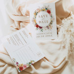 Postal De Anuncios Boda de la vegetación de la hierba del Boho Pampas<br><div class="desc">Esta hermosa tarjeta de fecha,  inspirada en boho,  le dará un toque perfecto a su boda. El diseño presenta flores de acuarela rústicas,  elegantes pampas de césped y exuberante vegetación tropical que se complementa con la tipografía moderna.</div>