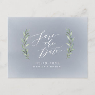 Postal De Anuncios Boda de la vegetación rústica de la caligrafía gri