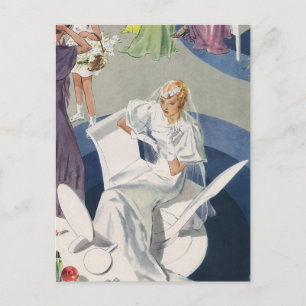Postal De Anuncios Boda de la Vintage, Novia Art Deco Salven la Fecha
