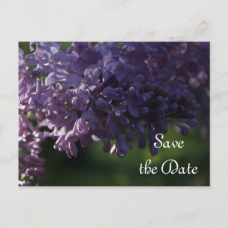 Postal De Anuncios Boda de las flores púrpuras del lago salva la fech