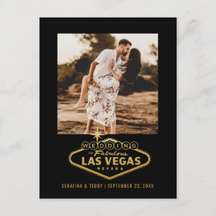 Postal De Anuncios Boda de Las Vegas Black Gold Photo Save the Date