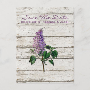 Postal De Anuncios boda de lila púrpura de púrpura de madera de pino 