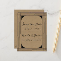 Boda de líneas modernas mínimas Kraft negro