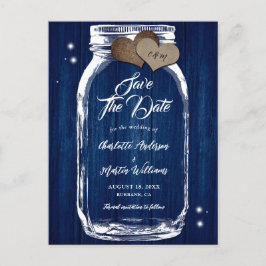 Postal De Anuncios Boda De Madera De La Marina Azul Mason Jar Salva L