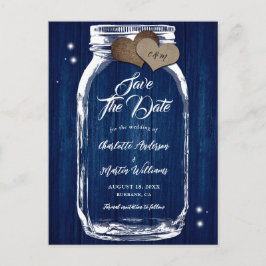 Postal De Anuncios Boda De Madera De La Marina Azul Mason Jar Salva L