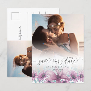 Postal De Anuncios Boda de Magnolia Rosa Floral Save the Date 