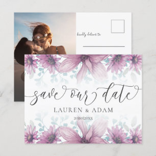 Postal De Anuncios Boda de Magnolia Rosa Floral Save the Date 