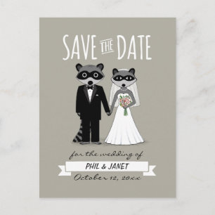 Postal De Anuncios Boda de Mapaches Guardar la Fecha