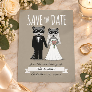 Postal De Anuncios Boda de Mapaches Guardar la Fecha